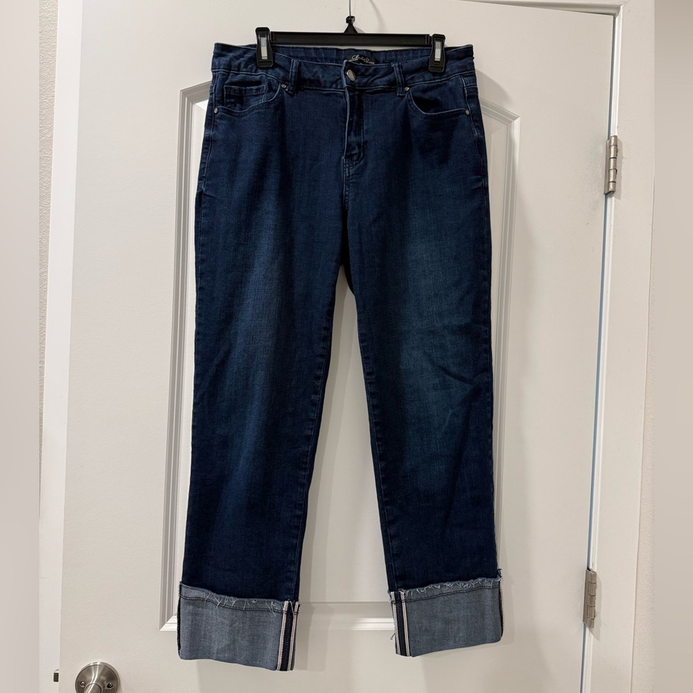 Charlie B dark wash jeans with cuff detail